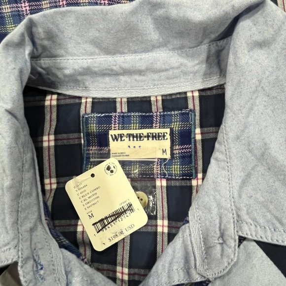 We The Free / FP Argyle Plaid Preppy Button Down NWT, M - Picture 7 of 7